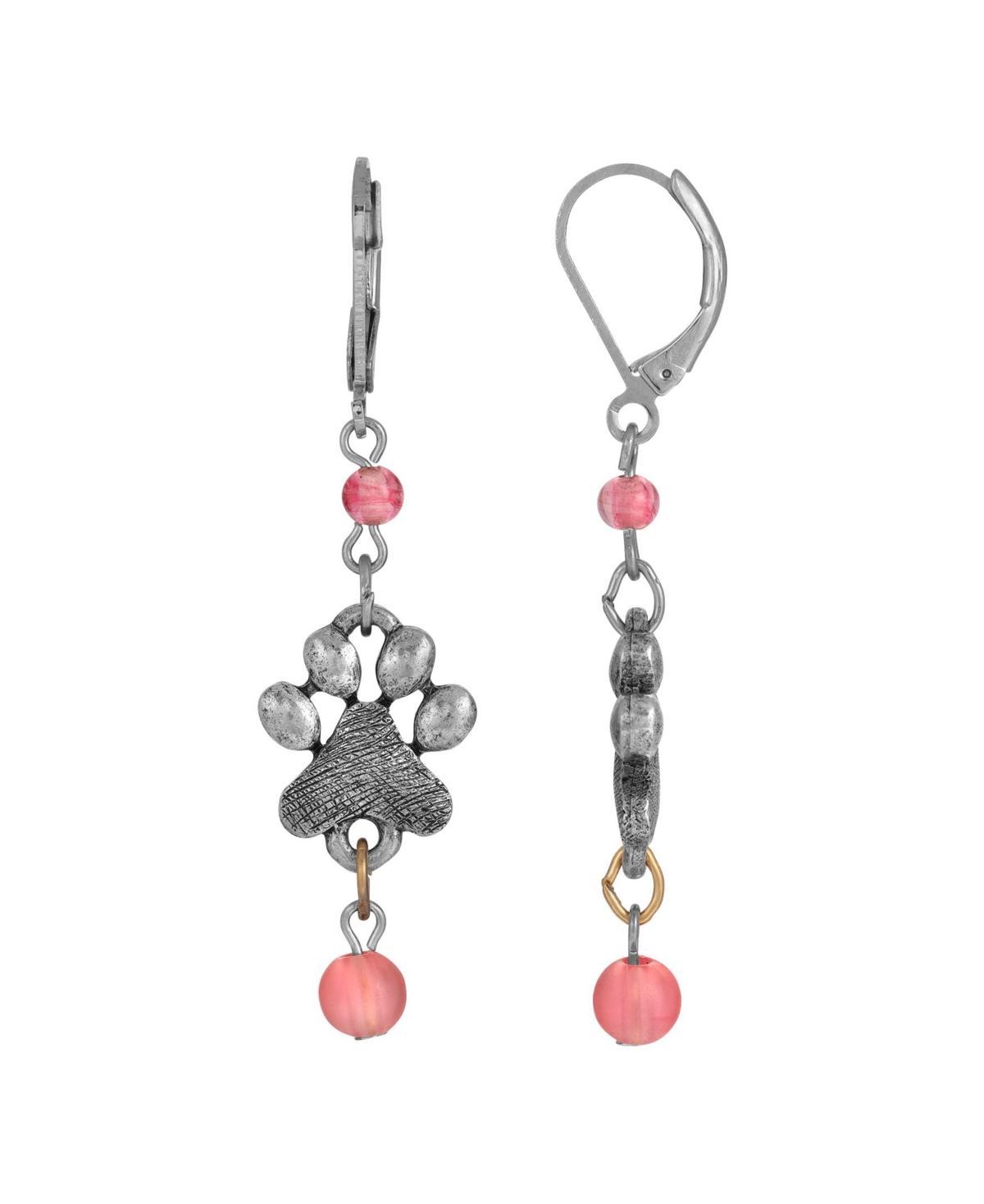 1928 Jewelry Colored Bead Paw Print Earrings Product Image