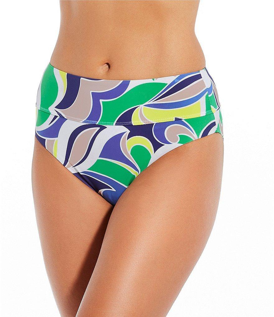 Gianni Bini Scarf Print Wide Band High Waisted Swim Bottom Product Image