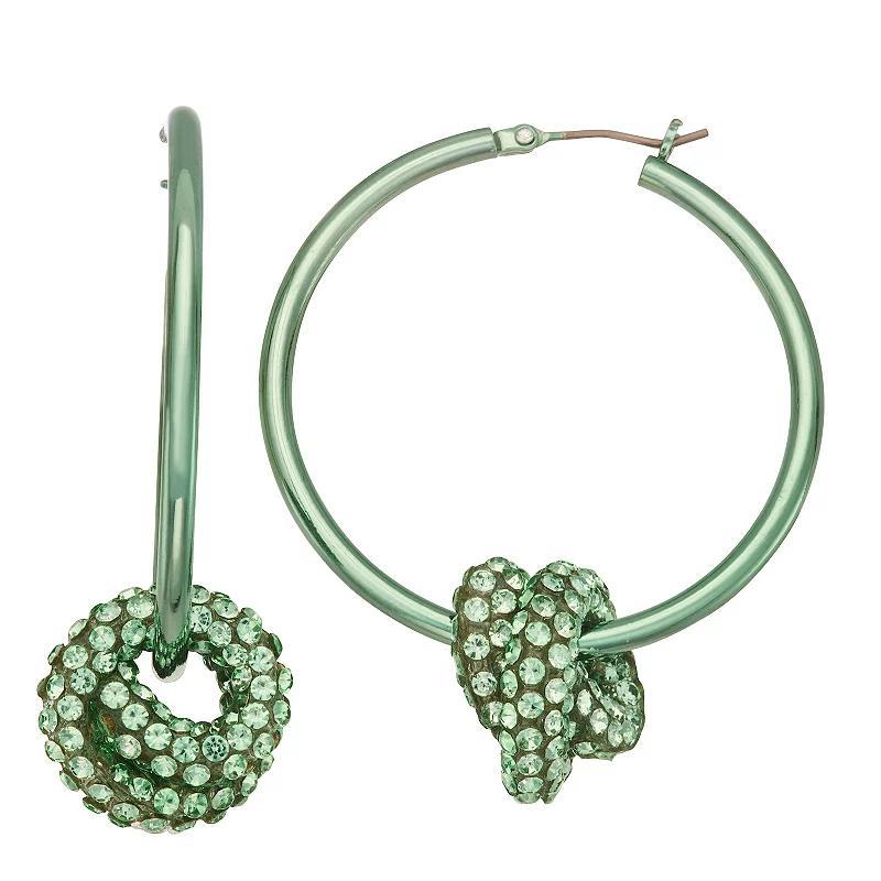 Simply Vera Vera Wang Green Crystal Knotted Hoop Earrings, Womens Product Image