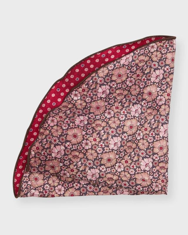 Mens Floral/Polka Dot Reversible Silk Pocket Circle Product Image