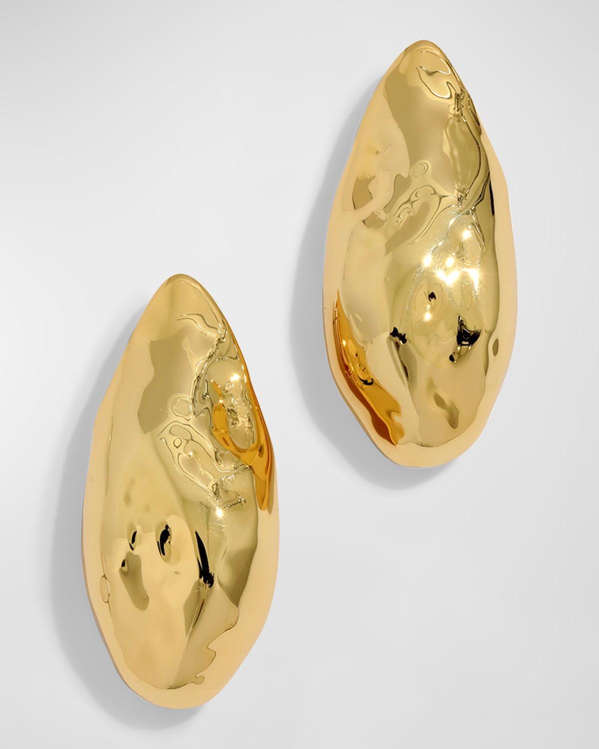 Womens Molten Gold Puffy 14K-Gold-Plated Teardrop Earrings Product Image