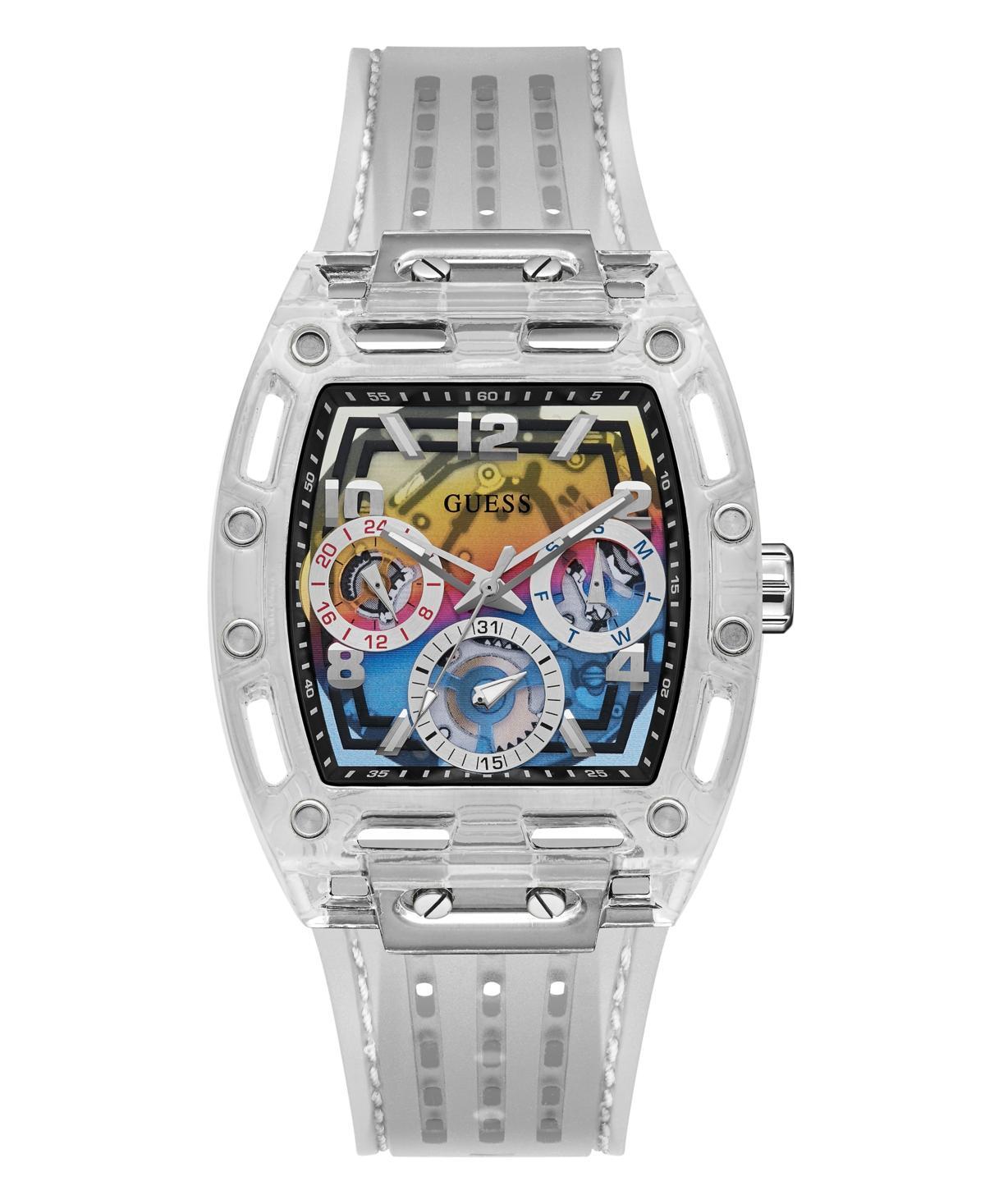 Guess Mens Clear Silicone Multi-Function Watch 44mm Product Image