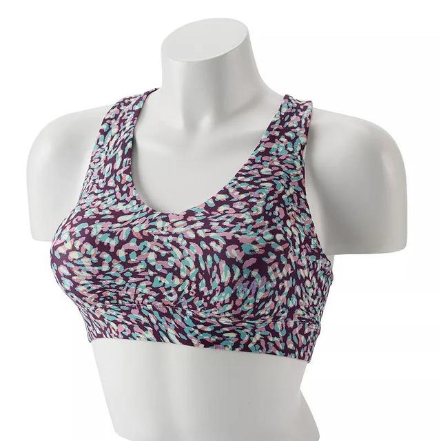 Tek Gear Ultrastretch Medium-Impact V-Neck Sports Bra, Womens Purple Spotted Product Image