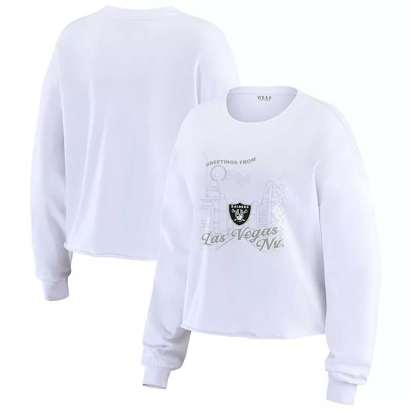 Womens WEAR by Erin Andrews White Las Vegas Raiders Postcard Cropped Long Sleeve Top Product Image