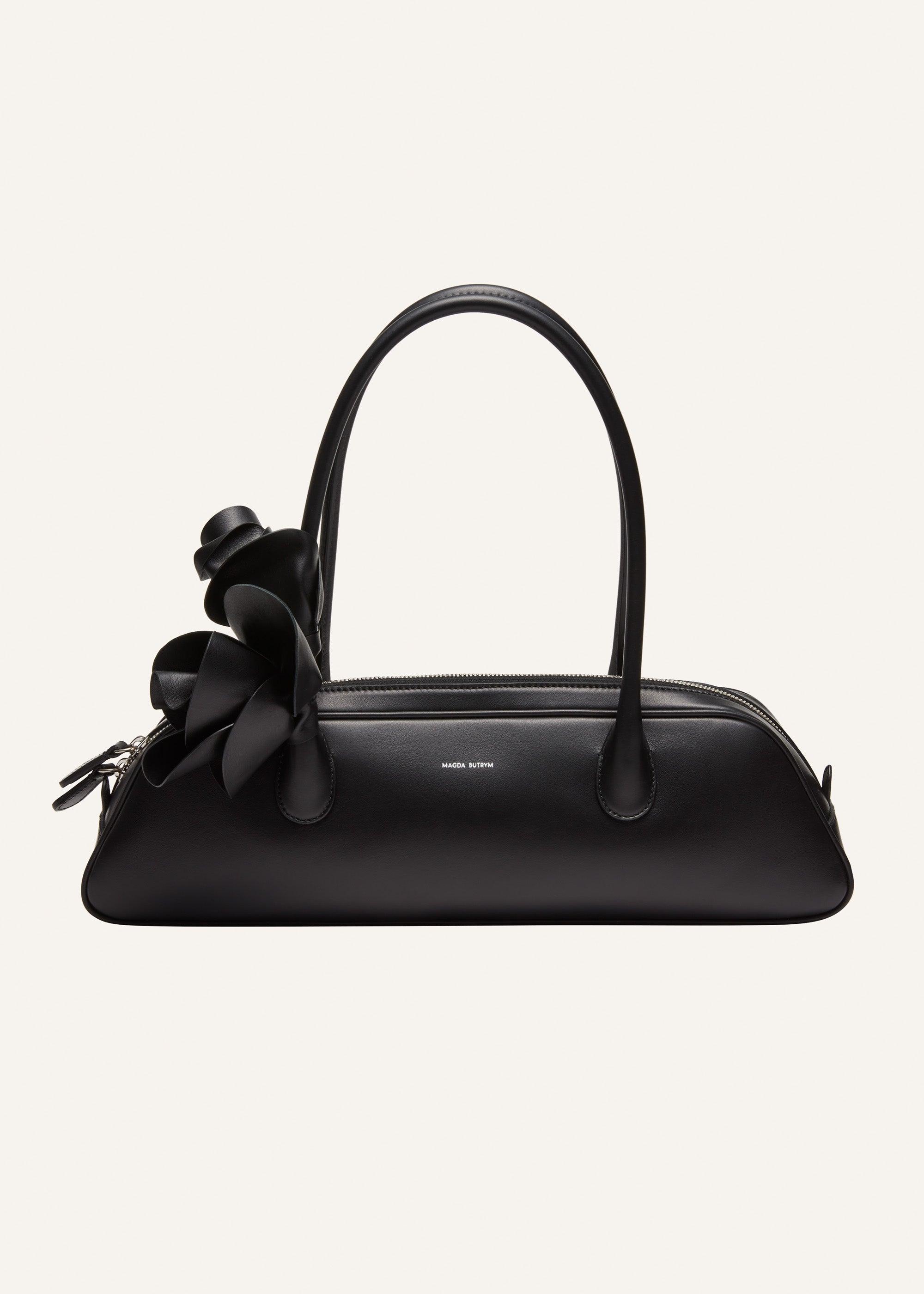 Brigitte trapeze bag in black leather and silver Product Image