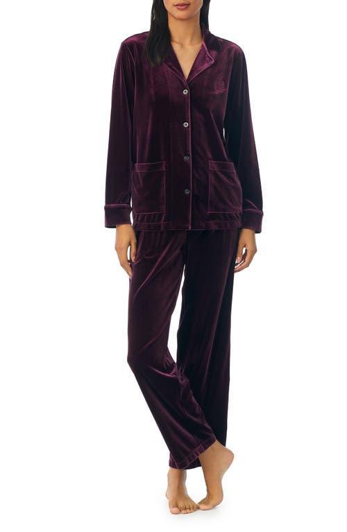 Lauren Ralph Lauren Long Sleeve Velvet Notch Collar Long PJ Set (Mid ) Women's Pajama Sets Product Image