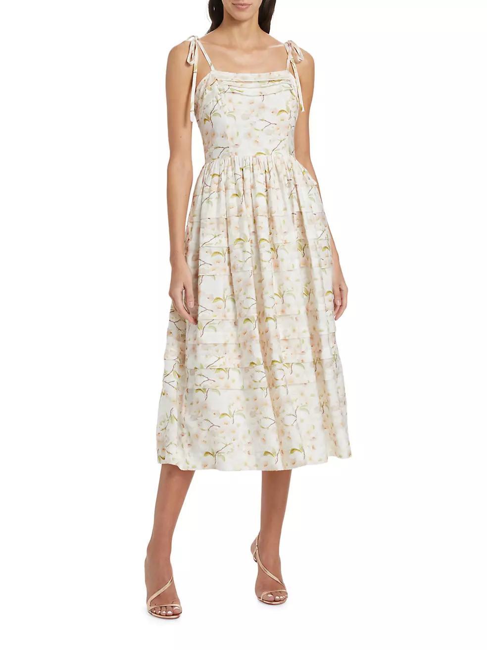 Callie Floral Pleated Midi-Dress Product Image