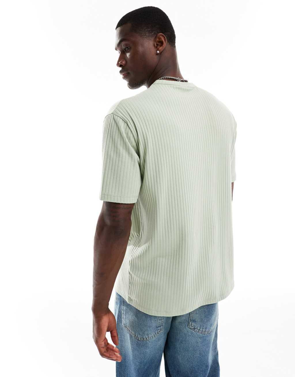 ASOS DESIGN relaxed rib t-shirt in sage  Product Image