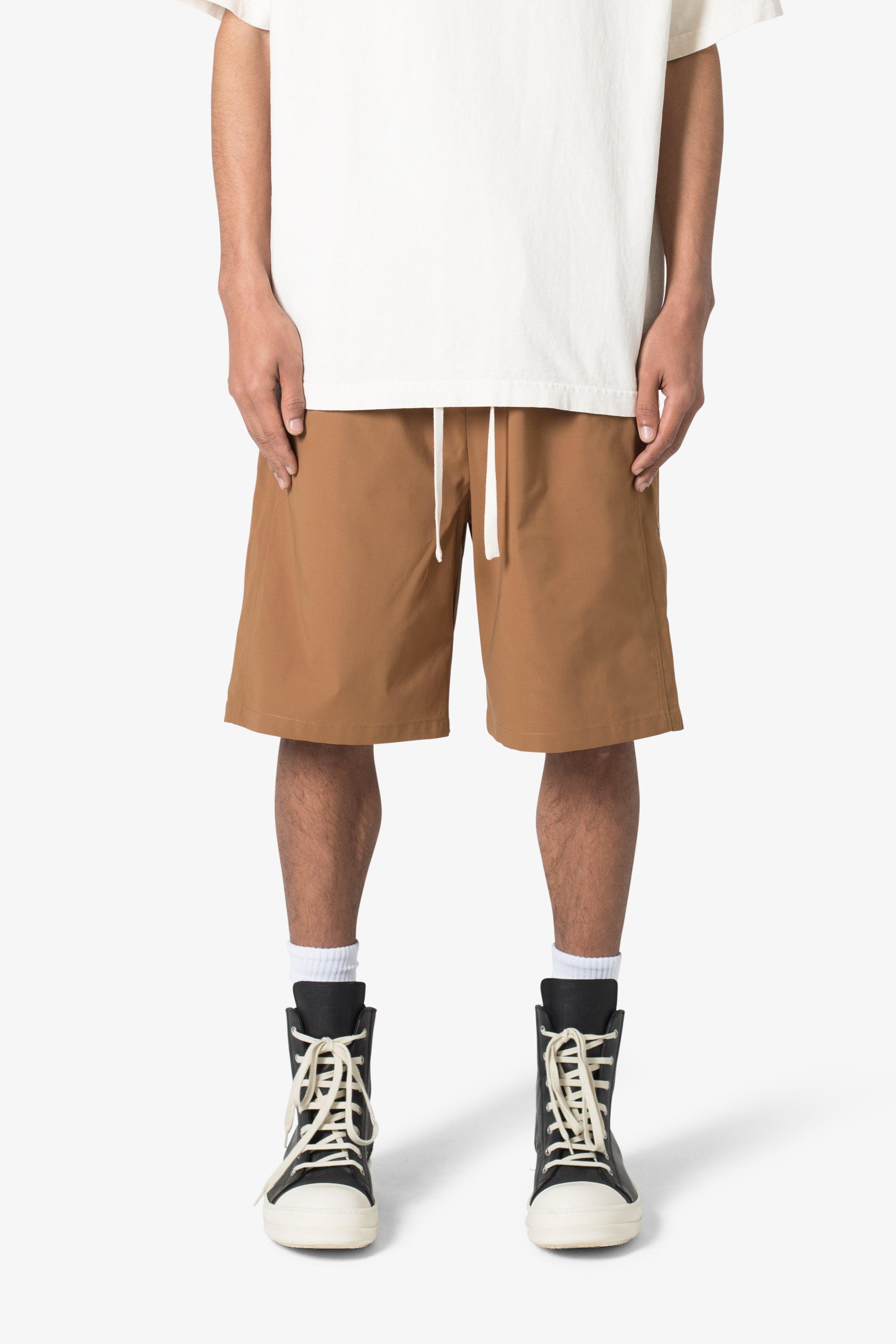 Side Snap Nylon Shorts - Brown Product Image