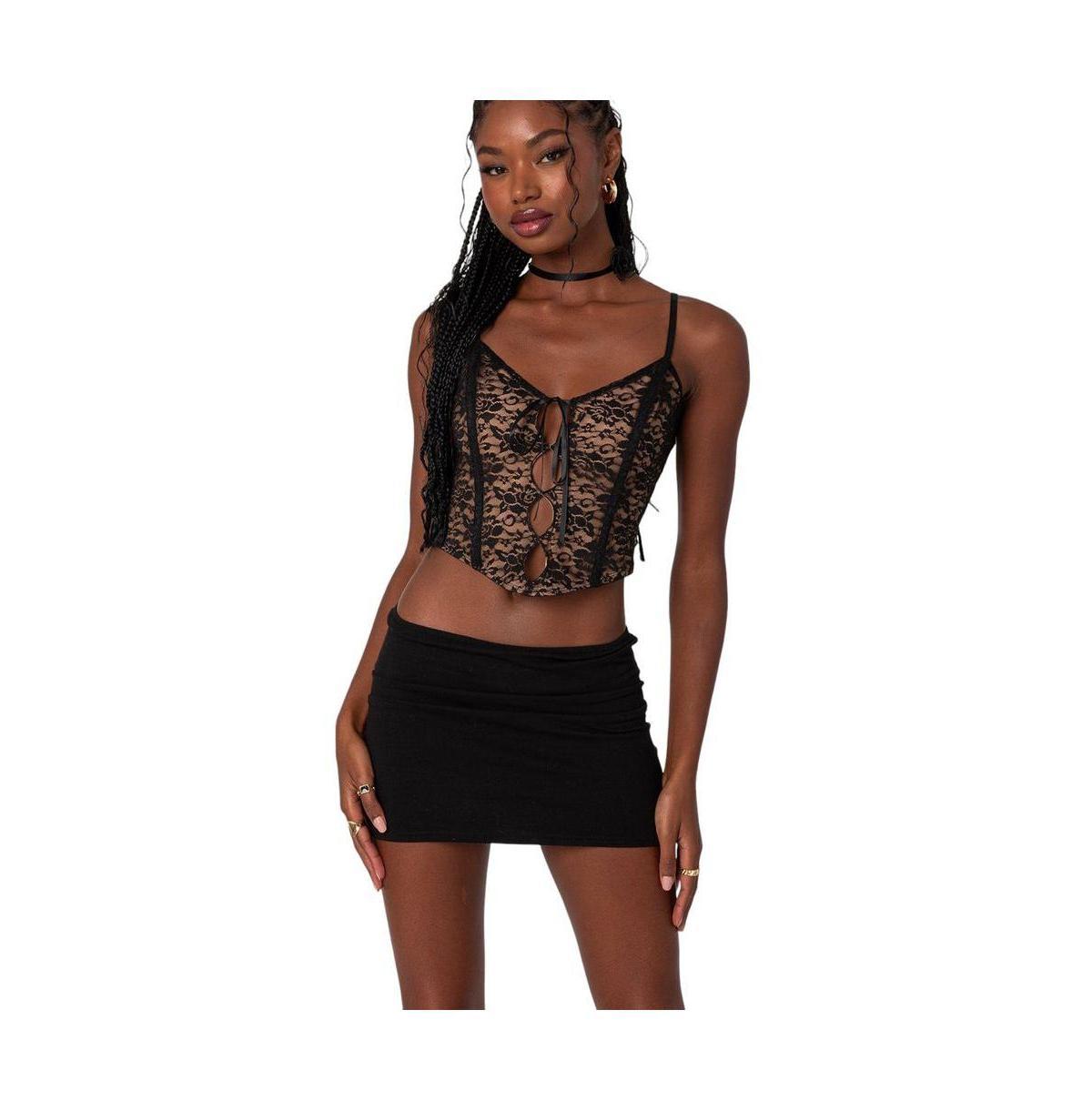 Edikted Womens Adira Lace Keyhole Coreset Top Product Image