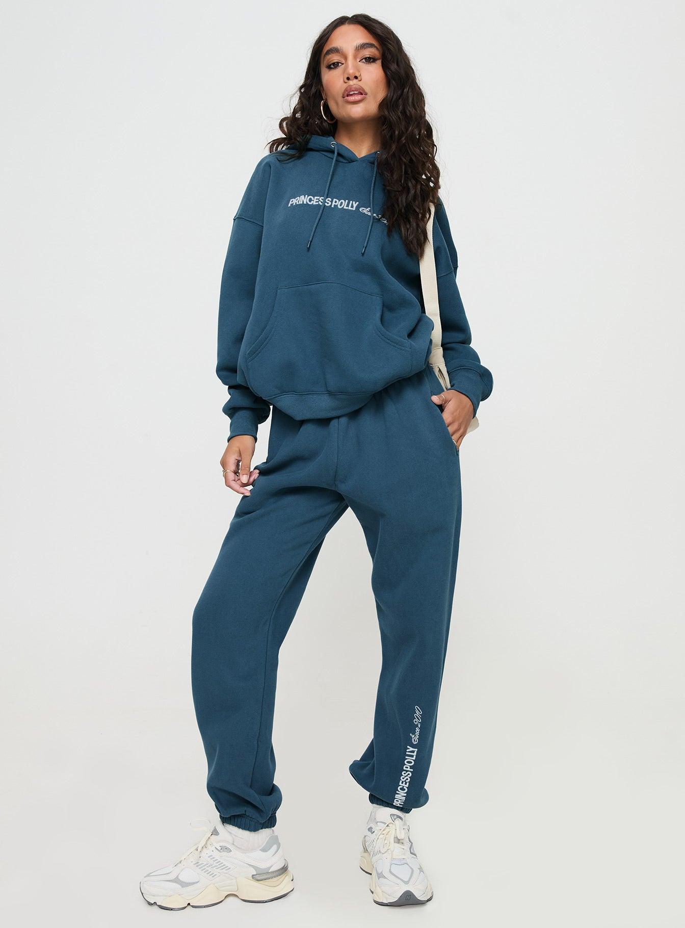 Princess Polly Track Pants Block / Cursive Text Slate Product Image