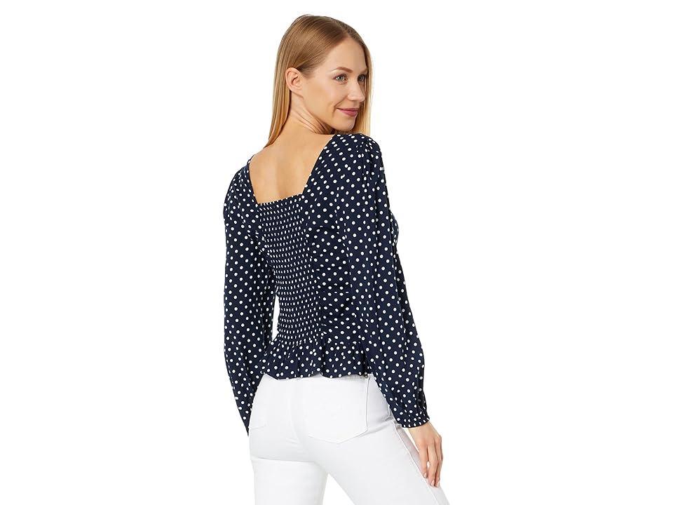 Tommy Hilfiger Long Sleeve Top with Ruching (Sky Captain/Ivory) Women's Clothing Product Image