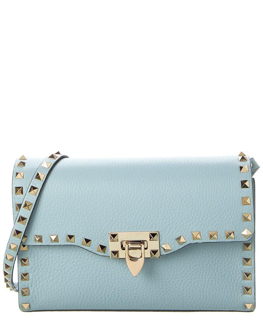 VALENTINO GARAVANI Valentino Rockstud Small Grainy Leather Crossbody In Blue Product Image