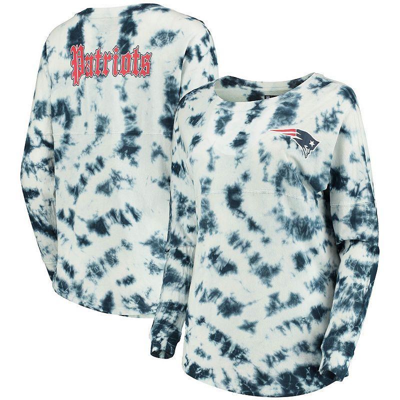 Womens New Era New England Patriots Tie-Dye Long Sleeve T-Shirt Blue Product Image