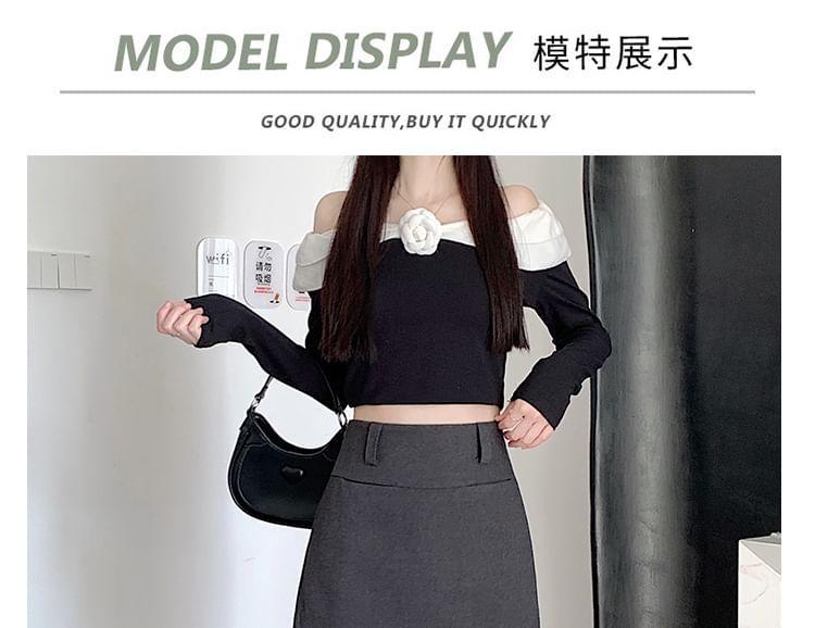 High Waist Plain Mini Pencil Skirt Product Image