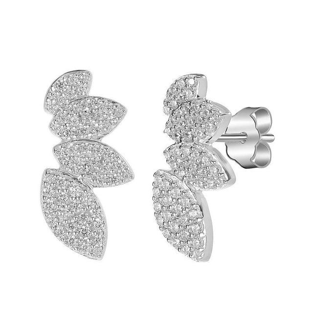 Judy Crowell Sterling Silver Graduated Marquis CZ Crawler Earrings, Womens Product Image