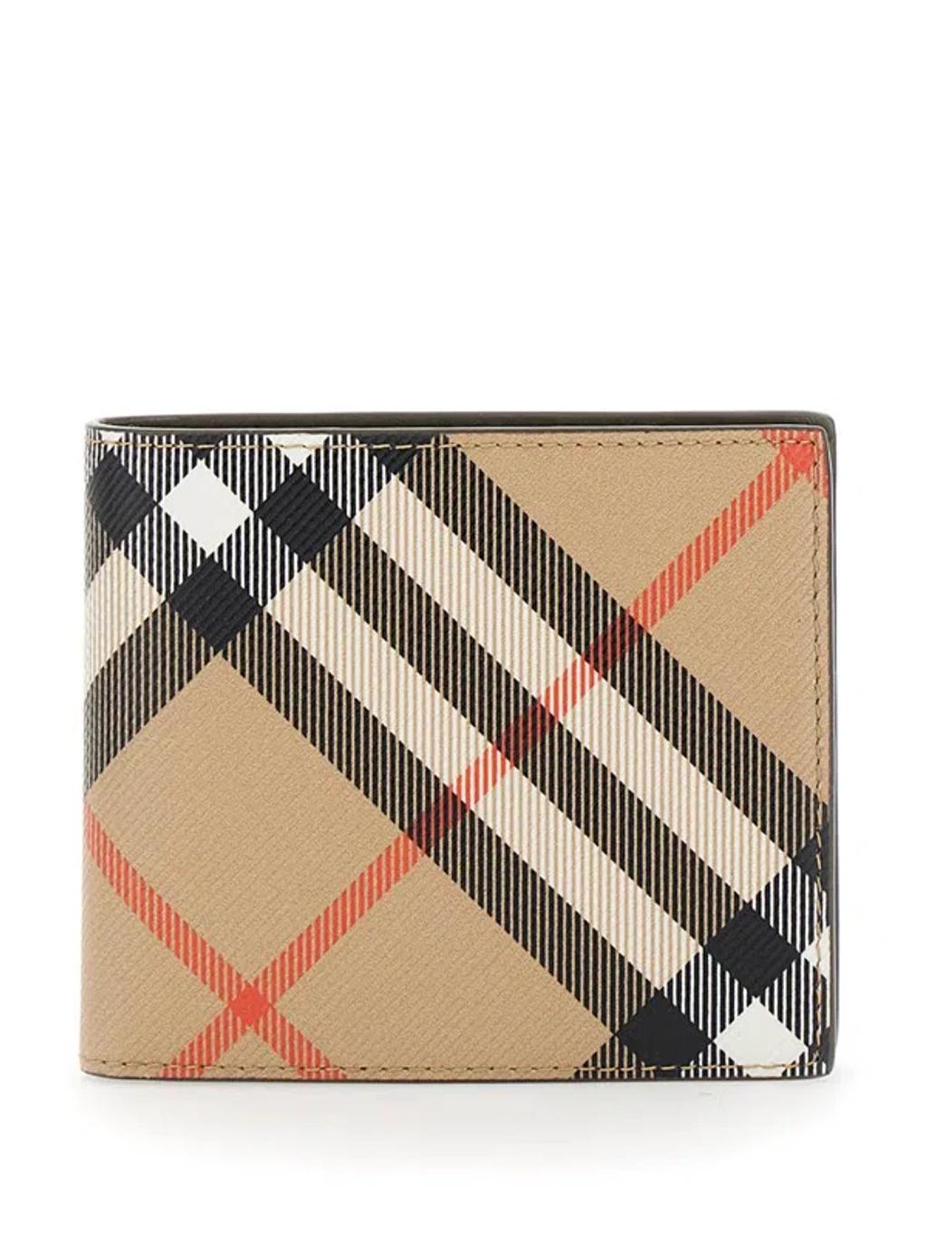 Vintage Checked Bifold Wallet In Beige Product Image