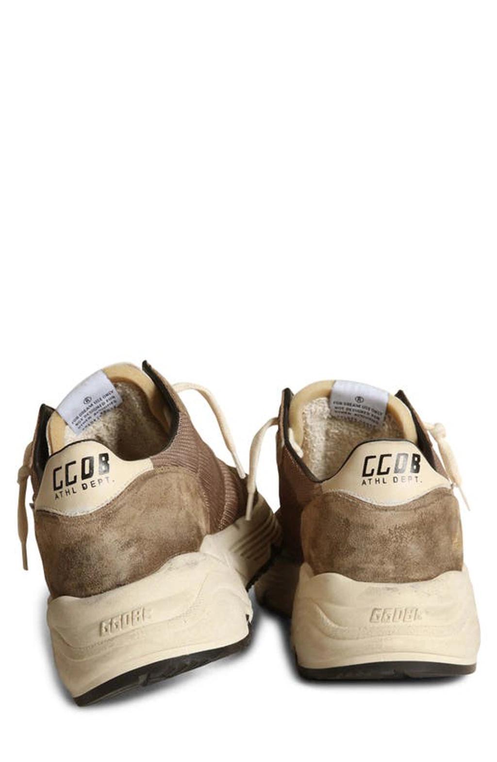 GOLDEN GOOSE Dad-star Distressed Leather-trimmed Suede And Mesh Sneakers In Green Product Image