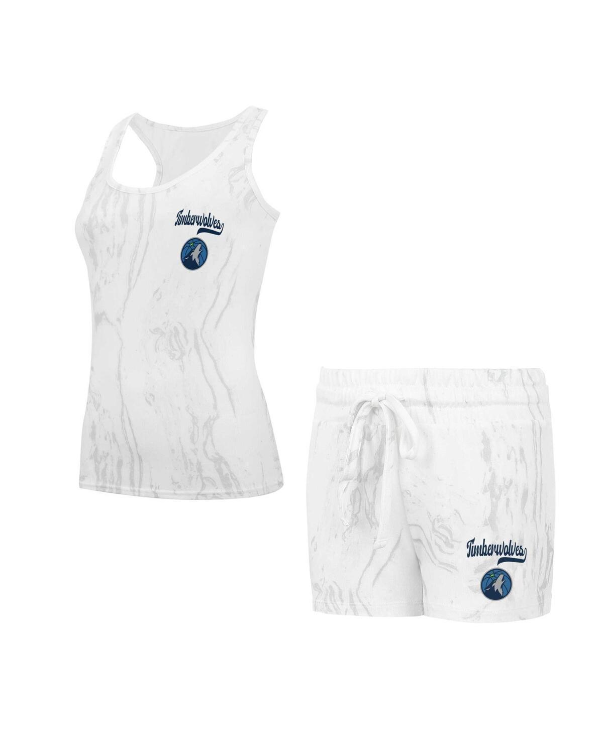 Concepts Sport Womens White Minnesota Timberwolves Quartz Tank Top Shorts Set - White Product Image