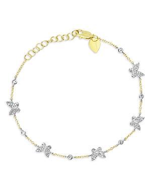 Womens Two-Tone 14K Gold & .09 TCW Diamond Butterfly Bracelet Product Image