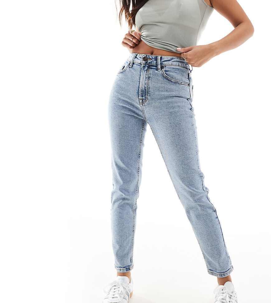 Stradivarius Petite slim mom jean with stretch in washed blue product image