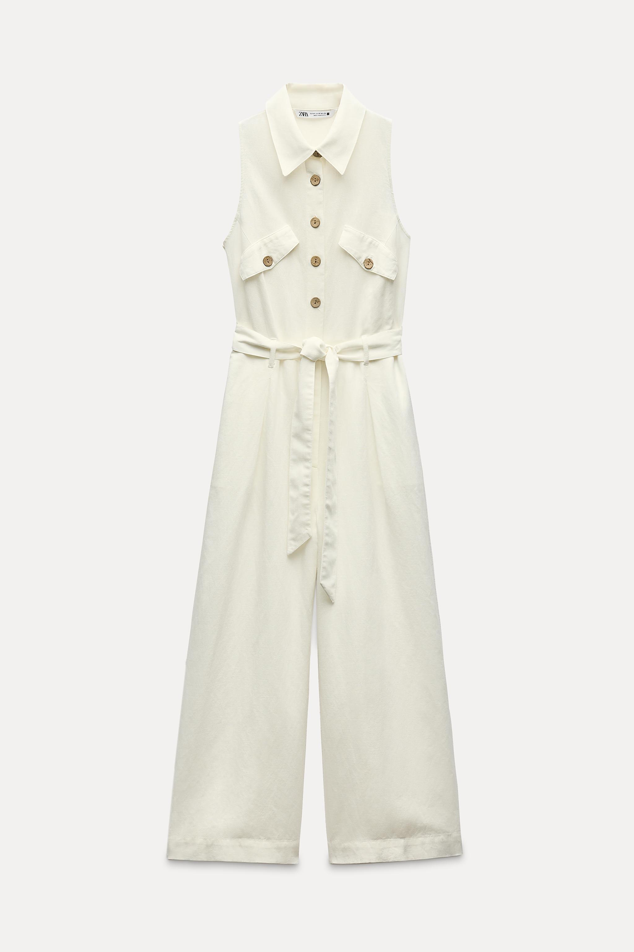 BELTED LINEN BLEND JUMPSUIT Product Image