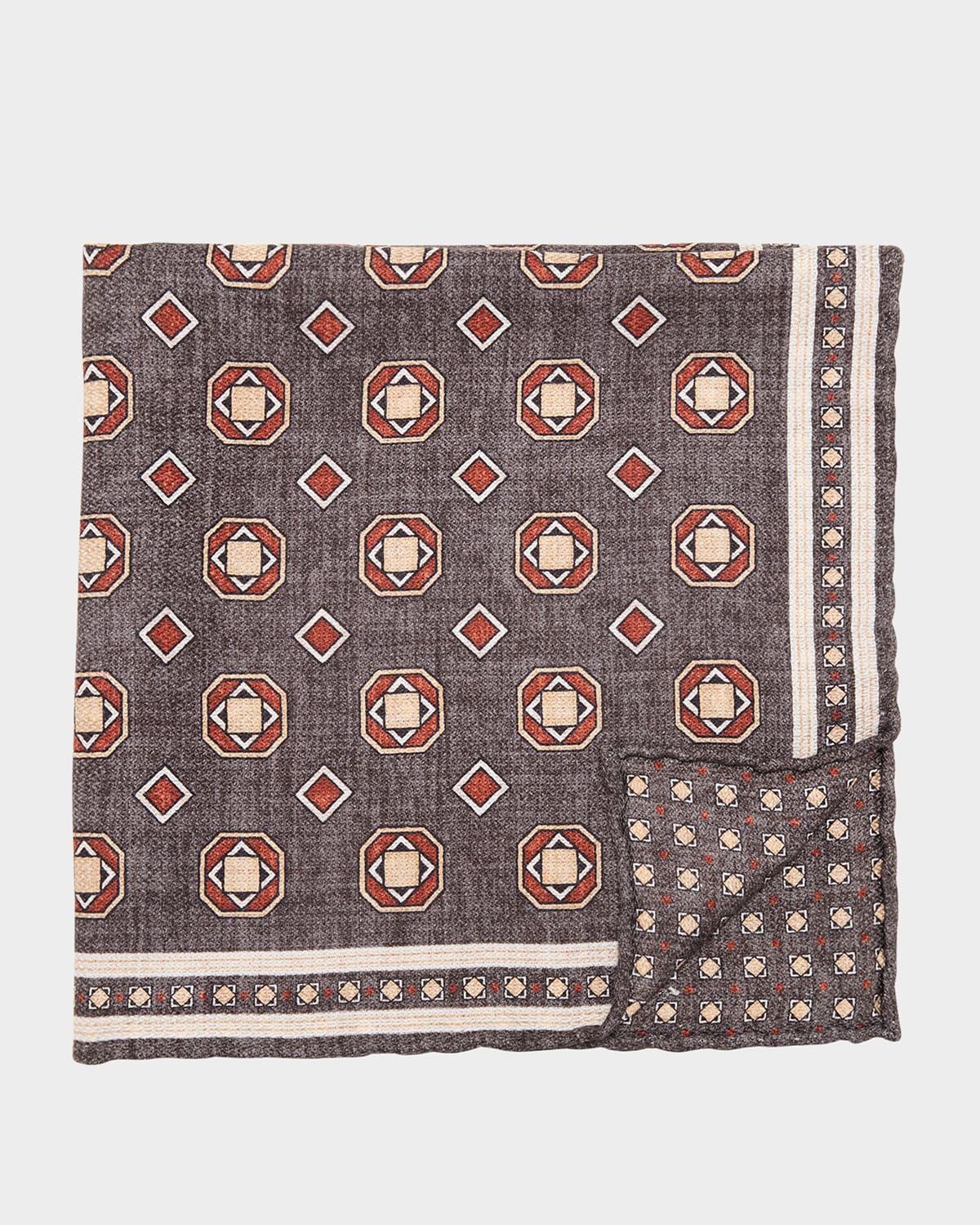 Men's Silk Geometric Pocket Square Product Image