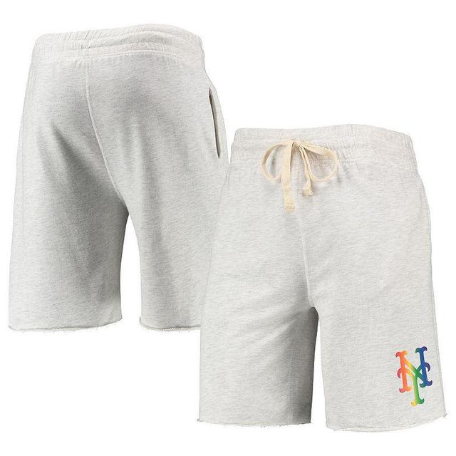 Mens Concepts Sport Oatmeal New York Mets Mainstream Logo Terry Tri-Blend Shorts Product Image