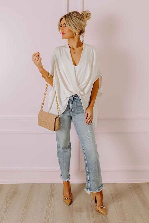 Party On The Go Surplice Top in Cream Product Image