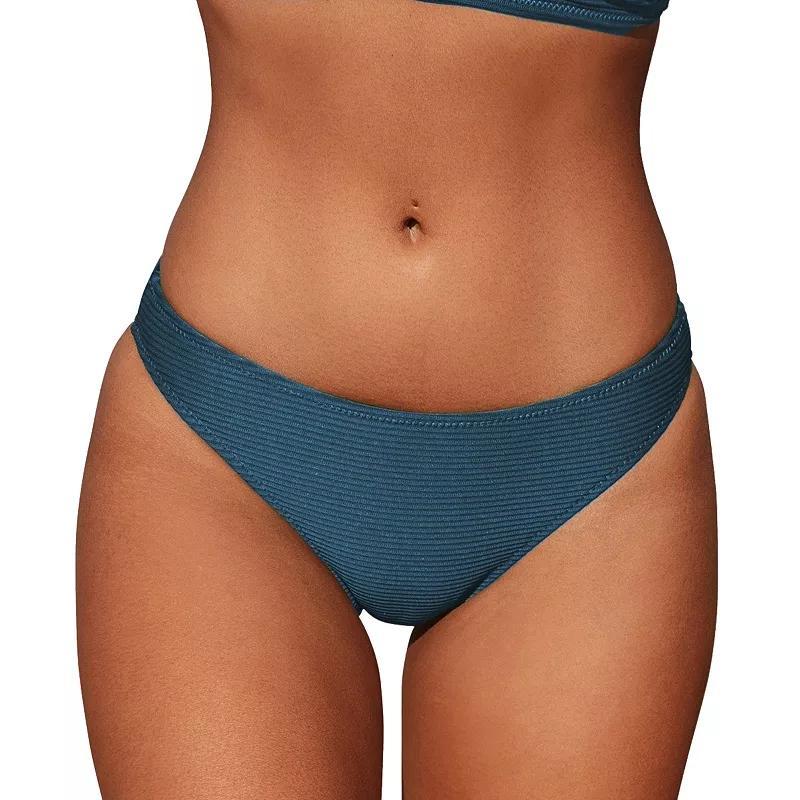 Womens CUPSHE Ribbed Low Waisted Mid Cut Cheeky Bikini Bottoms Product Image