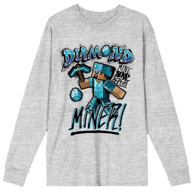 Mens Minecraft Diamond Miner Long Sleeve Tee Product Image