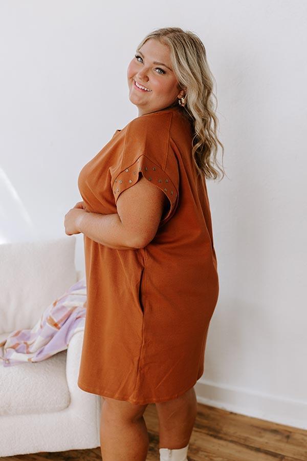 Casual Couture Mini Dress in Rust Curves Product Image