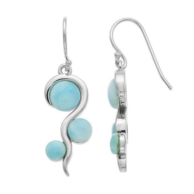 Sterling Silver Larimar Swirl Drop Earrings, Womens Product Image