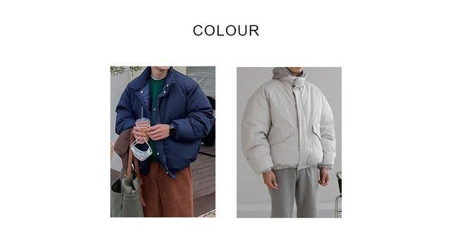 Stand Collar Plain Zip Puffer Jacket Product Image