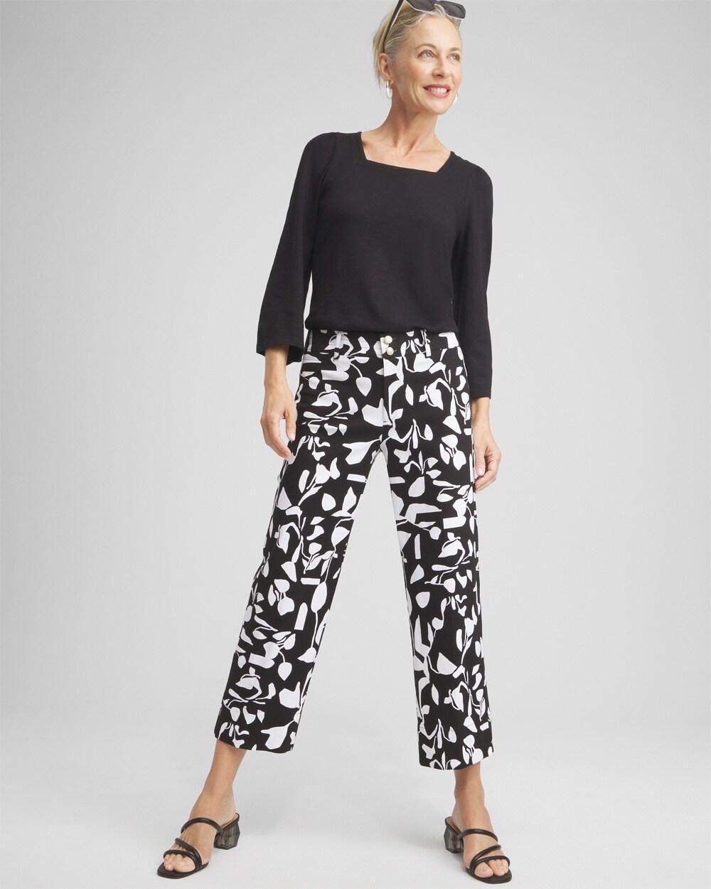 Abstract Print Trapunto Cropped Pants Product Image