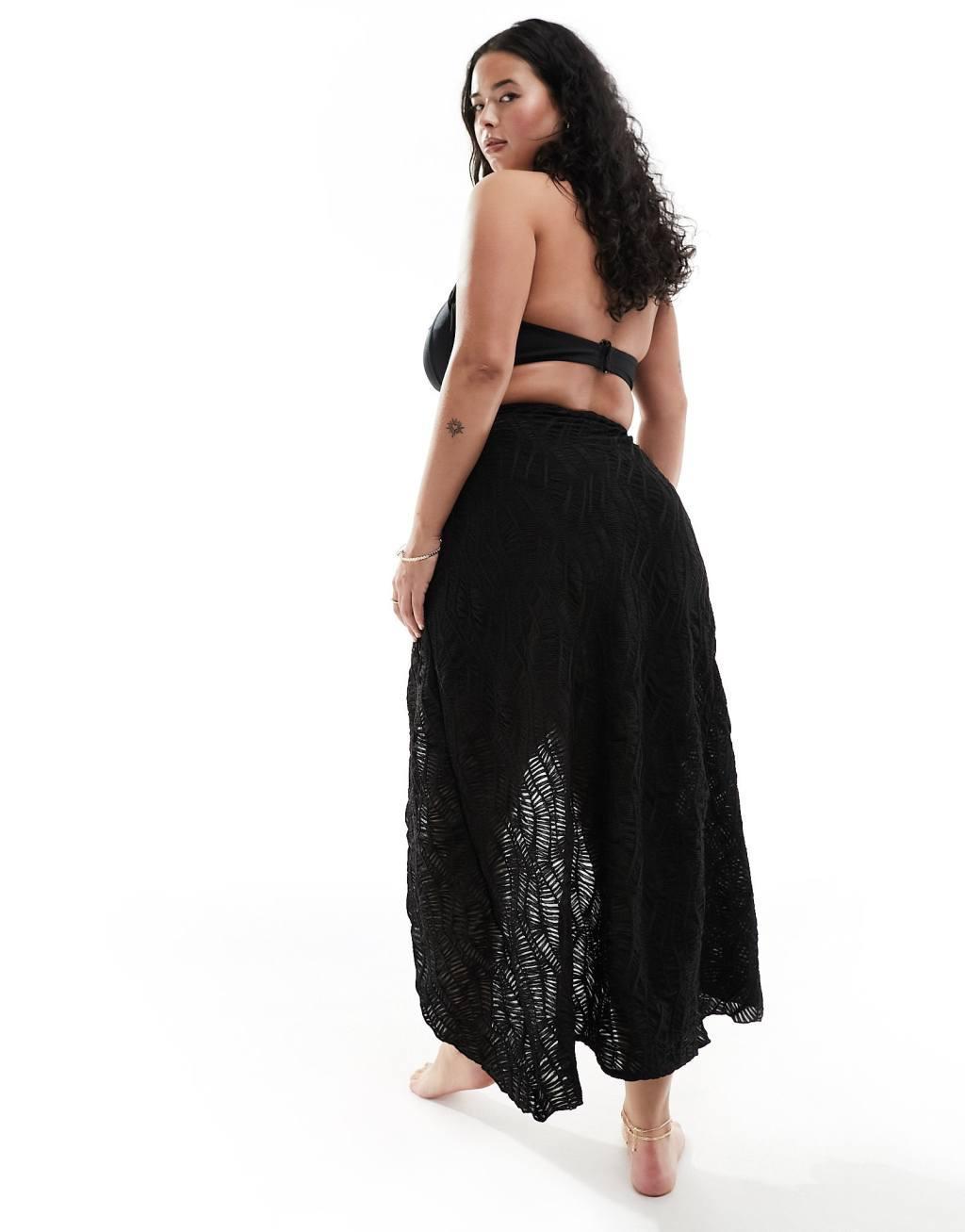 South Beach Curve textured midi beach sarong with gold hardware detail  Product Image