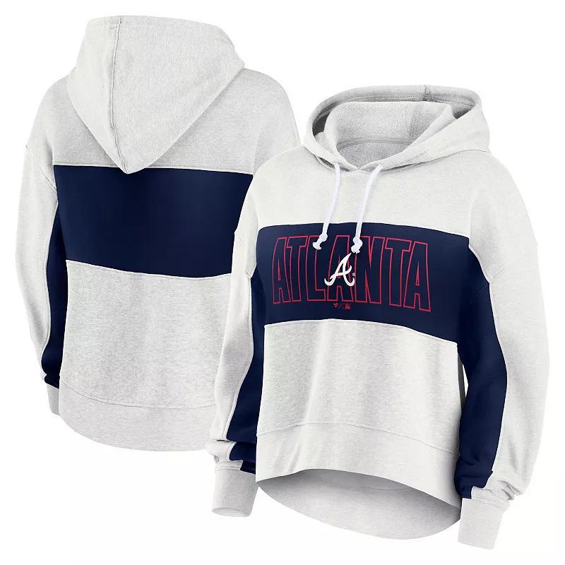 Womens Fanatics Oatmeal Atlanta Braves Up For It Fleece Pullover Hoodie Product Image