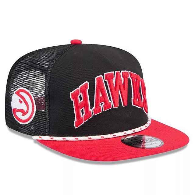 Mens New Era /Red Atlanta Hawks Throwback Team Arch Golfer Snapback Hat Product Image