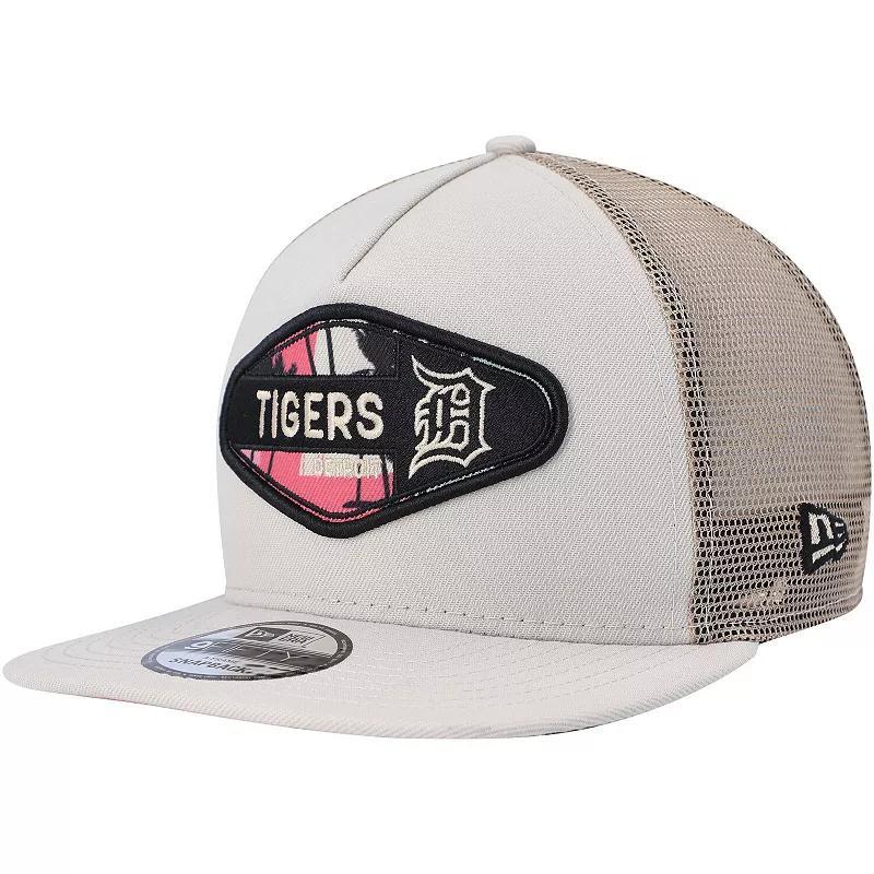 Mens New Era Natural Detroit Tigers Retro Beachin Patch A-Frame Trucker 9FIFTY Snapback Hat Product Image