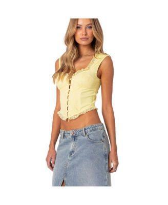 Edikted Womens Button Front Lacey Corset Top Product Image