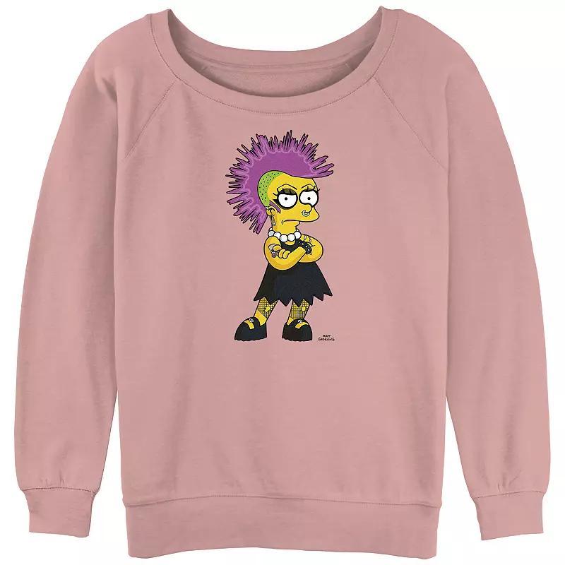 Juniors The Simpsons Lisa Punk Slouchy Terry Graphic Pullover, Womens Product Image