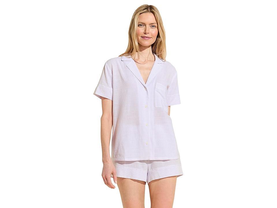 Eberjey Nautico Shortie Pj Set (White/Lavender) Women's Pajama Sets Product Image