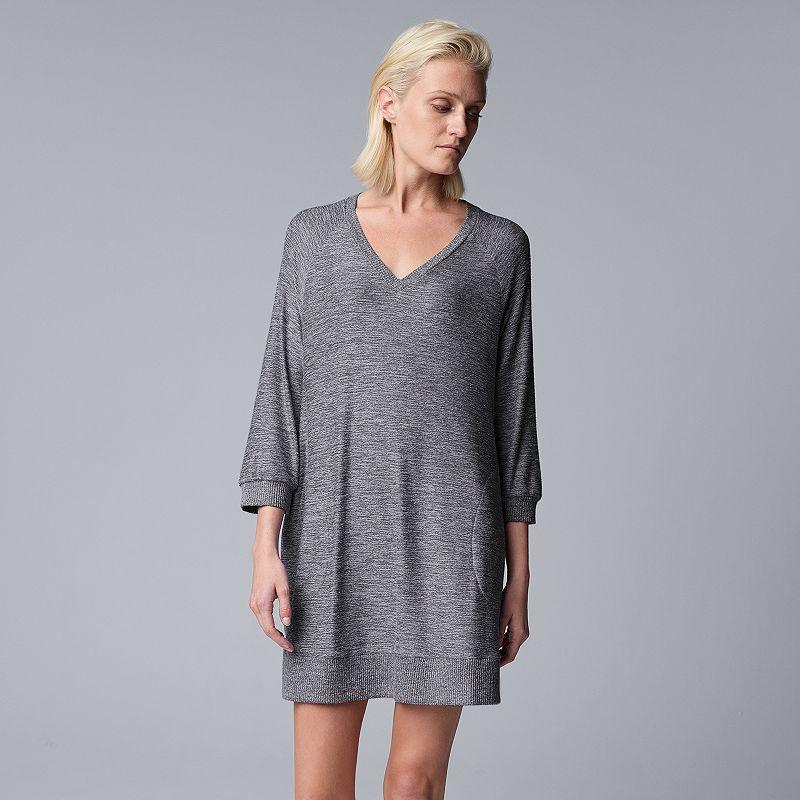 Womens Simply Vera Vera Wang 3/4 Sleeve Sleepshirt Cationic Blue Product Image