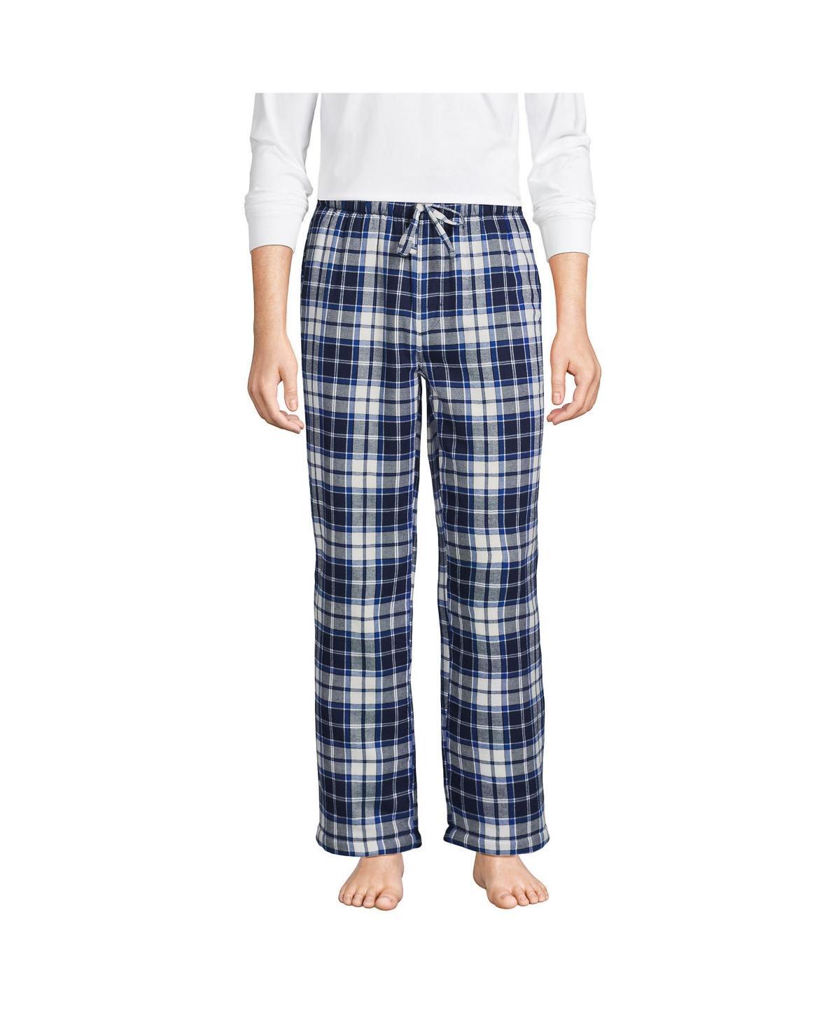 Big & Tall Lands End Plaid Sherpa-Lined Flannel Pajama Sleep Pants, Mens Dark Red Product Image