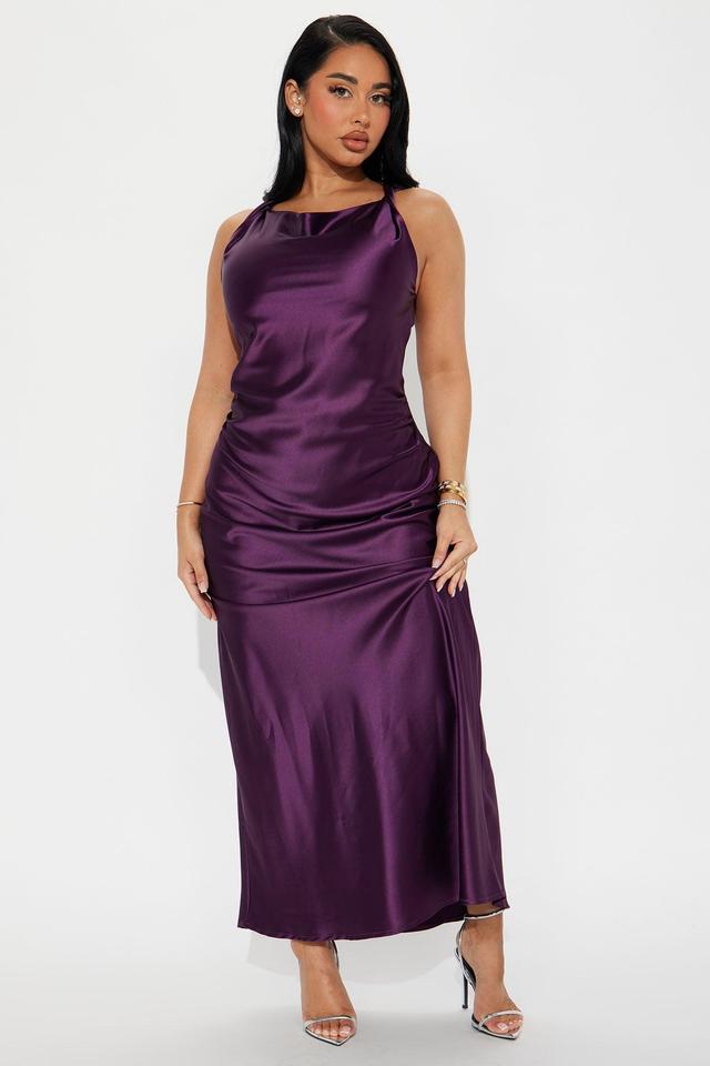 Marielle Satin Maxi Dress - Plum Product Image