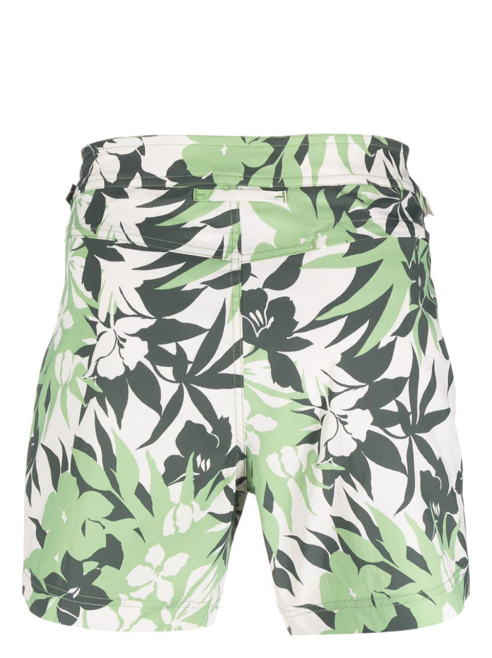 TOM FORD Tropical Swim Short In New Tropical Flower Green On Cream Product Image