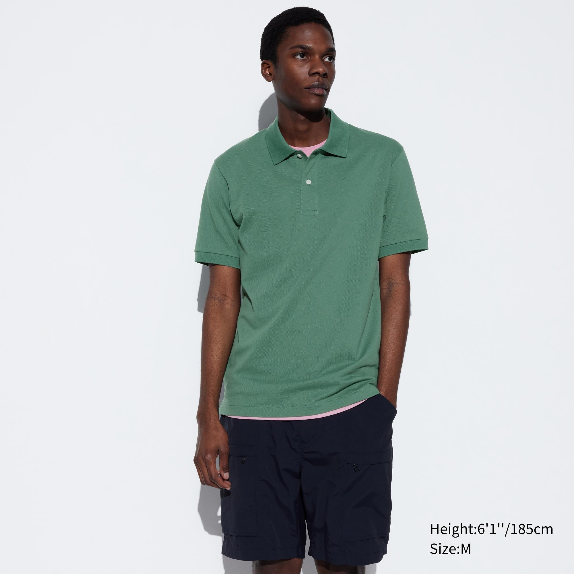 Mens Dry Pique Polo Shirt with Quick-Drying Green Medium UNIQLO US Product Image