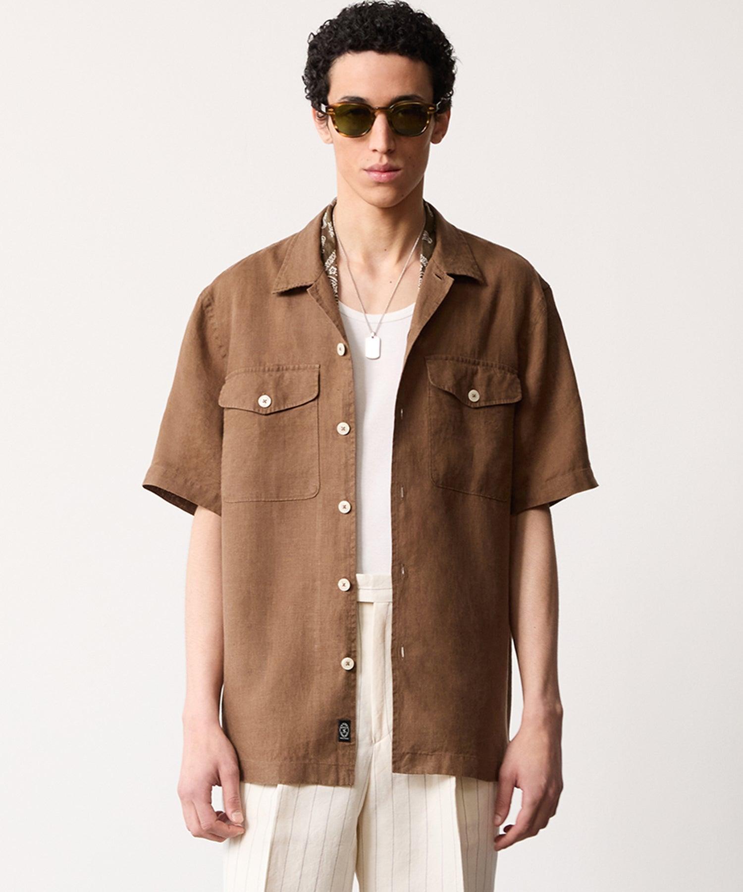 Linen Panama Shirt in Hopsack Product Image