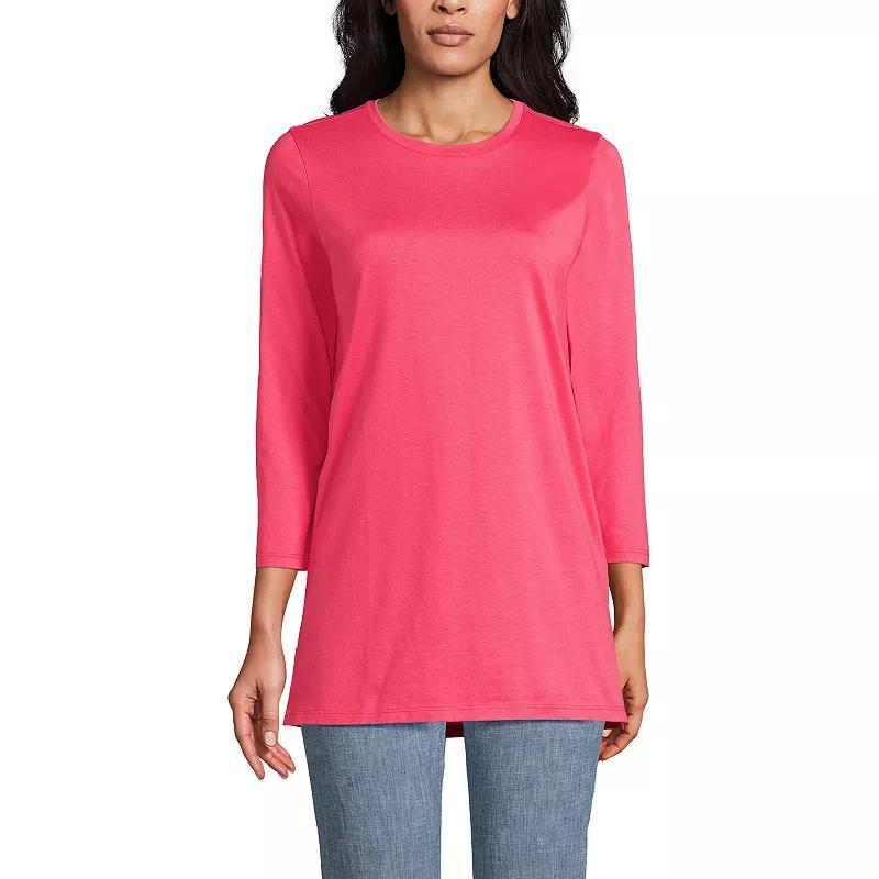 Lands End Womens Petite 3/4 Sleeve Supima Cotton Crewneck Tunic Product Image