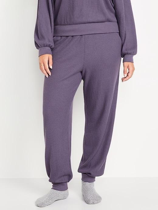 High-Waisted Waffle Lounge Joggers Product Image